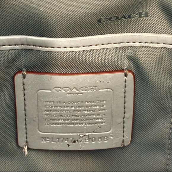 Authentic COACH Crossgrain Leather Laptop Tote Sage Blue 29086 - Picture 7 of 13